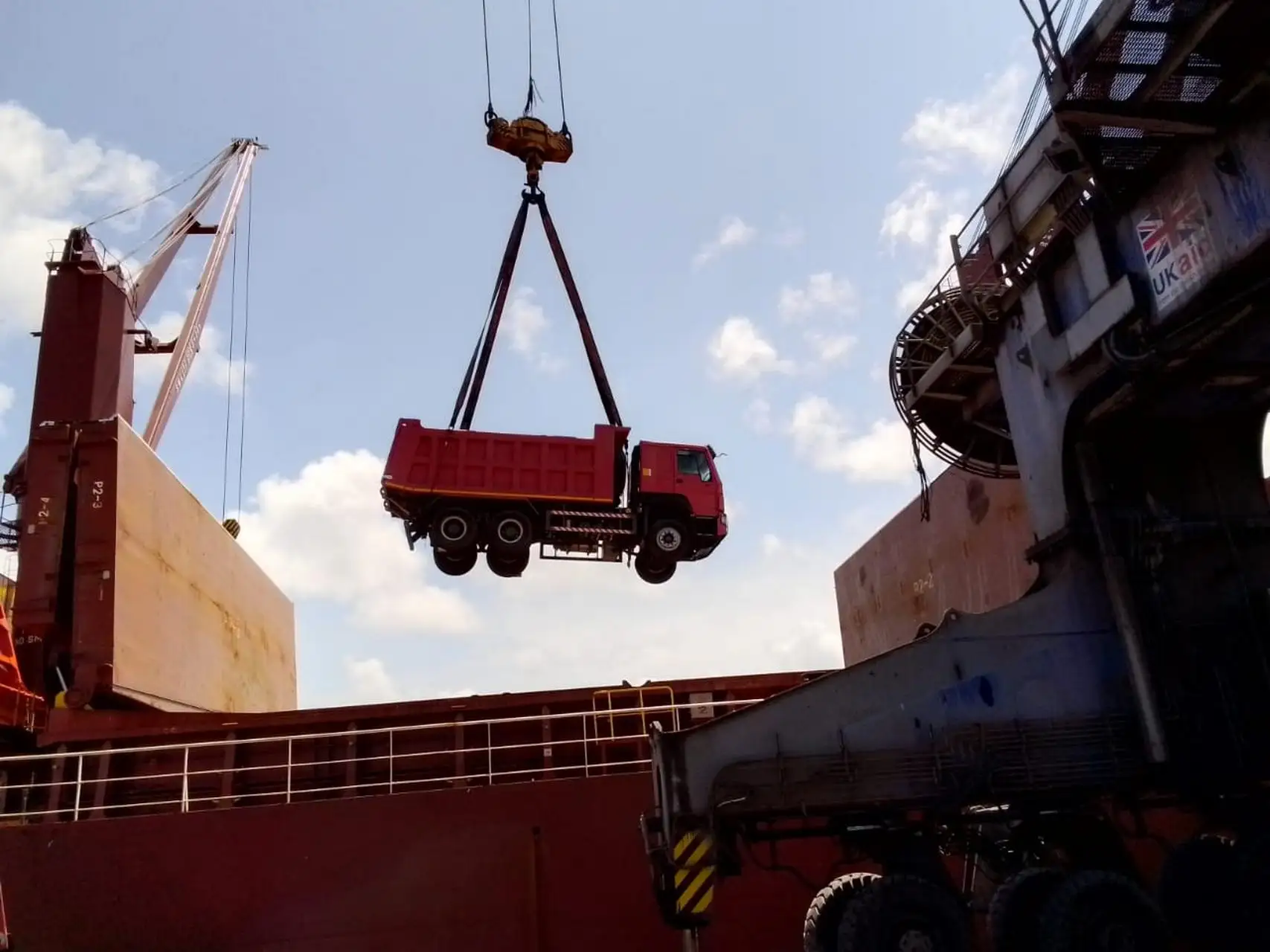 Crane offloading cargo from a lorry – Mercury Marine Services